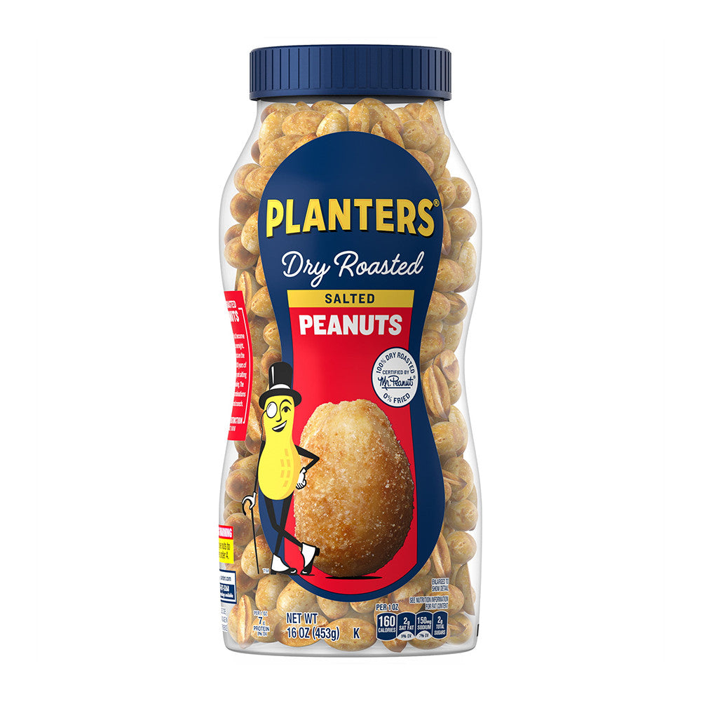 Planters Salted Dry Roasted Peanuts, Party Snacks, 16 Oz